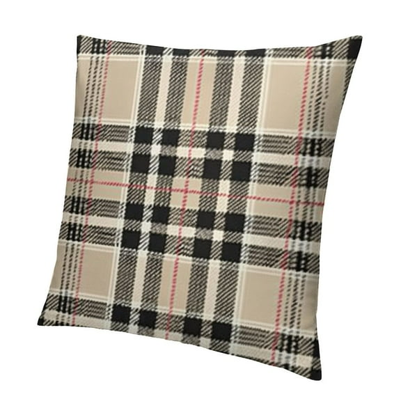 BANET Checkered Throw Pillow Cushion Cover, Classical in British Style Design Geometric Ornament Striped, Decorative Square Accent Pillow Case 12x12in