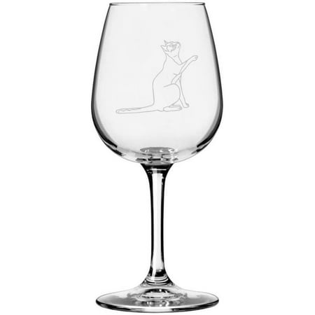 

Singapura Sitting Cat Themed Etched All Purpose 12.75oz Libbey Wine Glass