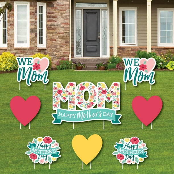 Colorful Floral Happy Mother's Day Yard Sign and Outdoor Lawn
