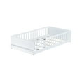 thumbnail image 7 of Bellemave Twin Size Floor Bed with Fence and Door, Montessori Floor Twin Bed with Built-in Book Rack, Solid Wood Twin Bed with Slats and Safety Guardrails, White, 7 of 7