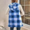 thumbnail image 5 of Womens Sherpa Vest Fleece Sleeveless Open Front Hooded Outerwear Vests Casual Warm Long Loose Outerwears Blue XL, 5 of 8