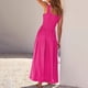 thumbnail image 3 of 2025 Vestido largo sin mangas de verano para mujer con cintura imperio fruncida y volantes - Boho A-Line con dobladillo fluido, 3 of 6