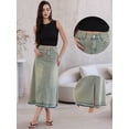 thumbnail image 2 of DARING DIVA Women's Wash Frayed Hem A Line Long Jean Skirt X-Small Faded Blue, 2 of 6