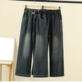 thumbnail image 6 of XQYLOS Kids Adjustable High Waist Wide Leg Denim Jeans, Baggy Straight School Casual Jeans for Girls with Stylish Streetwear Design, 6 of 8