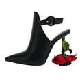 thumbnail image 4 of FSJ Women Chic Sculpted Rose High Heels Pointed Closed Toe Ankle Buckle Strap Fashion Sandals Mules Evening Wear Shoes Size 4 Black, 4 of 4