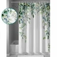 thumbnail image 3 of Small Stall Shower Curtain 36x78 Inch Narrow Half Size Green Eucalyptus Leaves Bath Curtains Bathroom Decor Summer Botanical Vines Plants Waterproof Fabric Shower Curtain Set with Hooks 36 Inch, 3 of 6