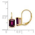 thumbnail image 4 of Primal Gold 14 Karat Yellow Gold 7x5mm Emerald Cut Rhodolite Garnet Leverback Earrings, 4 of 4