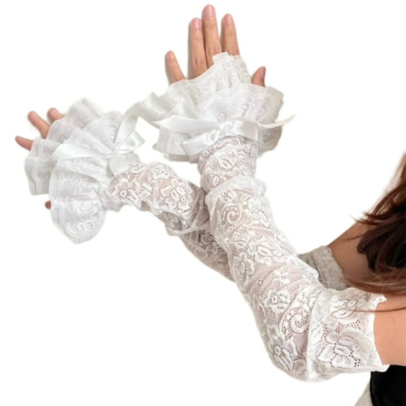 Yokua Fingerless Gloves Punk Arm Sleeves Halloween Costume Bridal Supply