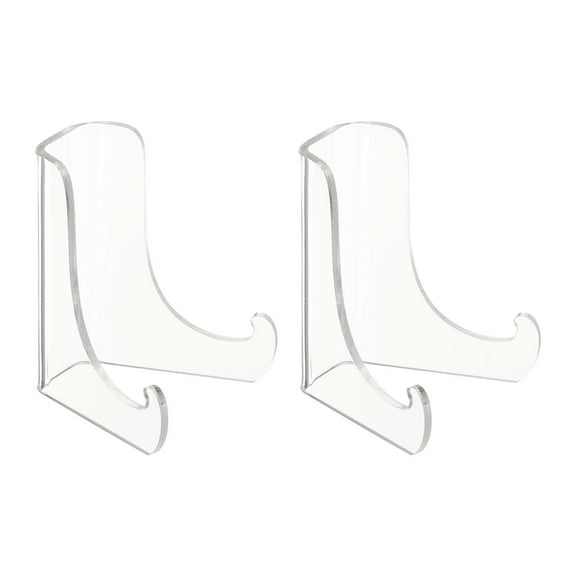 Uxcell 3 Inch Acrylic Plate Display Stand, 2 Pack Small Clear Easel Plate Holder Picture Stands for Display Frames Card Picture CD Book Challenge Coin(Square Tripod)