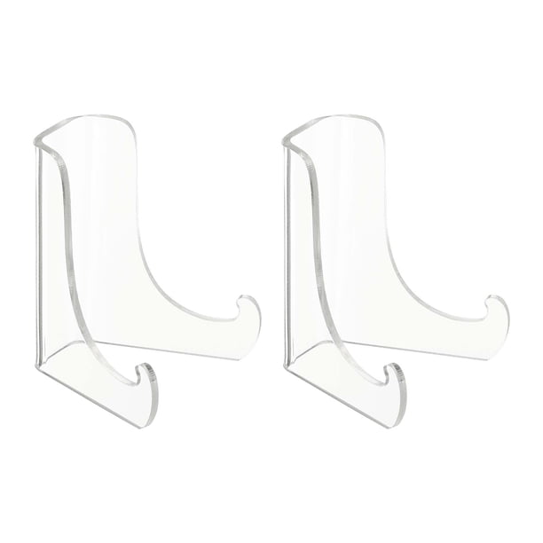 Soporte de Placa de Acrílico de 3 Pulgadas Uxcell, Paquete de 2 Soportes de Placa Transparente Pequeños para Marcos de Exhibición, Tarjeta, Imagen, CD, Libro, Moneda de Desafío (Trípode Cuadrado)