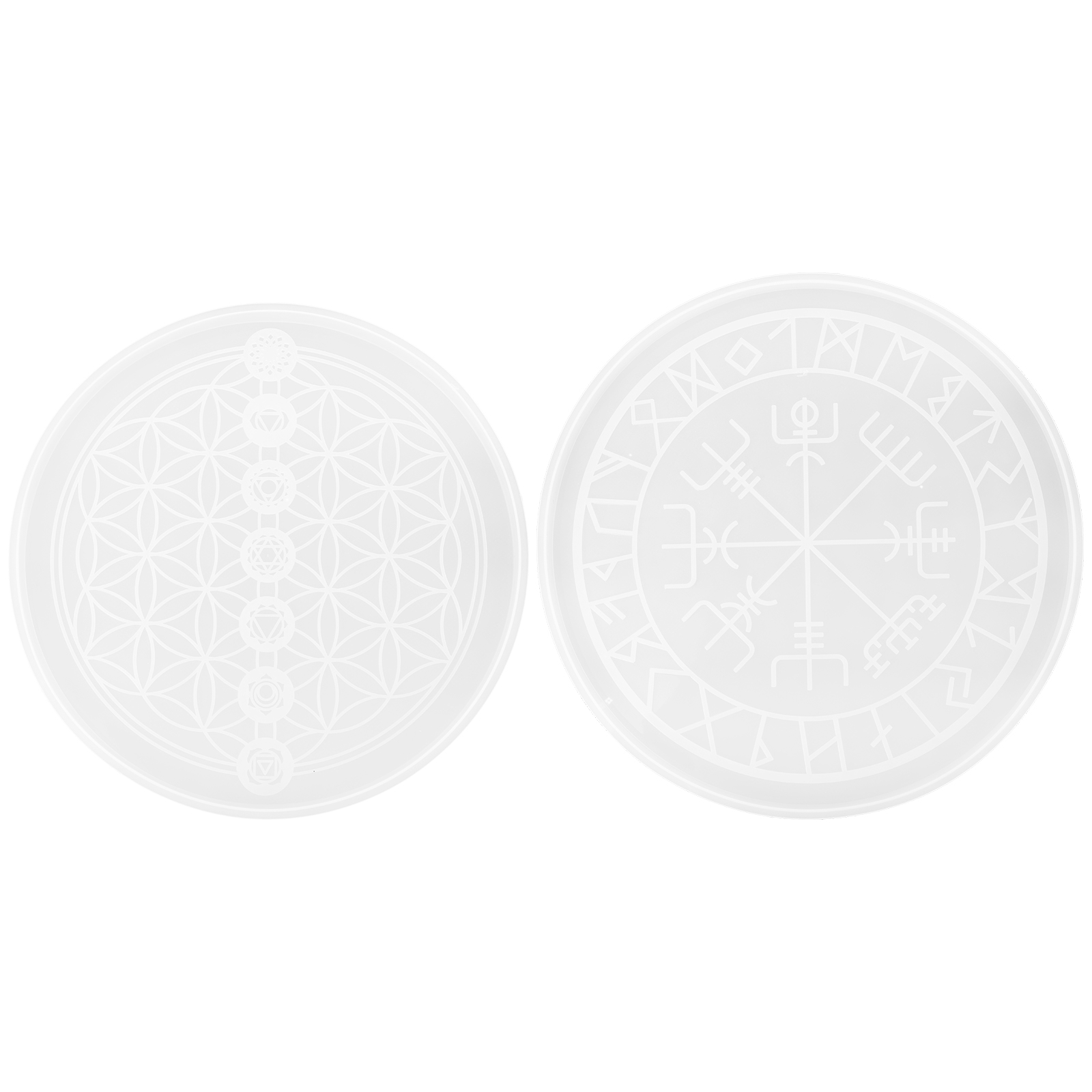 2pcs Rune Stone Coaster Resin Mold Round Energy Symbol Silicone Casting