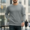 thumbnail image 2 of VBTAPA Chandail Molletonné à Col Rond pour Hommes avec Poche, Décontracté et Stylé, Manches Longues, Haut à Enfiler Uni de Base, Gris, TG, 2 of 8