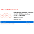 thumbnail image 2 of Intake Manifold Gasket Set - Compatible with 2012 - 2015 Mercedes-Benz SLK250 1.8L 4-Cylinder 2013 2014, 2 of 2