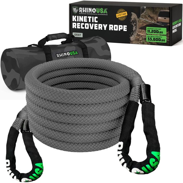 Cuerda de remolque Kinetic Recovery Rhino USA, 1 x 9 m, color gris pesado