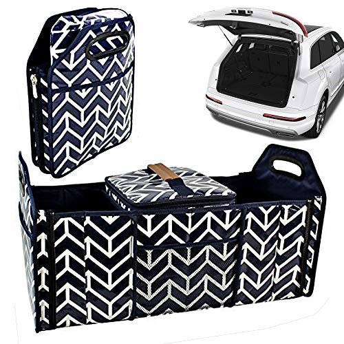 trunk organizer, foldable cargo storage bag portable insulation cooler bag collapsible vehicle