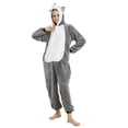 thumbnail image 2 of Tnhcen Grey Animal Onesie Pajamas for Adults, Hooded Flannel Kigurumi Sleepsuit, Cute Cartoon Costume Pajamas, Warm Fleece Unisex Sleepwear, Sizes S-XL, 2 of 6
