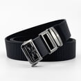 thumbnail image 2 of Jessboyy Men's Canvas Woven Belt No Hole Automatic Buckle Ratchet Belts Work Casual Outdoor Hiking Adjustable Web Belt Black,Free Size, 2 of 7