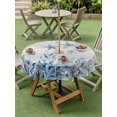 thumbnail image 4 of Outdoor Tablecloth with Umbrella Hole for Patio/Picnic/Party/Camping, Blue Coastal Waterproof Table Cloth Round Cover Washable, Summer Watercolor Vintage Starfish Corals (Dia 54"), 4 of 9