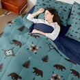 thumbnail image 4 of Homewish Teens Wildlife Bear 7-Piece Full Bedding Set - Woodland Black Blue, 4 of 8