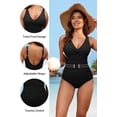 thumbnail image 4 of SOMER Women’s One Piece Swimsuit Tummy Control Bathing Suit Push Up Full Coverage Slimming Swimwear Black XL, 4 of 10