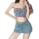 thumbnail image 4 of Camisa de mujer con volantes, manga abullonada, estampado floral, blusa con hombros descubiertos, tipo 1 kenally AP001330-01B, 4 of 7