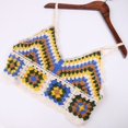 thumbnail image 5 of Crochet Knit Short Crop Tank Top for Women Summer Embroidery Colorblock Geometric Spaghetti Strap V-Neck Camisole Vest, 5 of 5