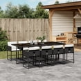 thumbnail image 1 of vidaXL 9 Piece Garden Dining Set with Cushions Black Poly Rattan, 1 of 5