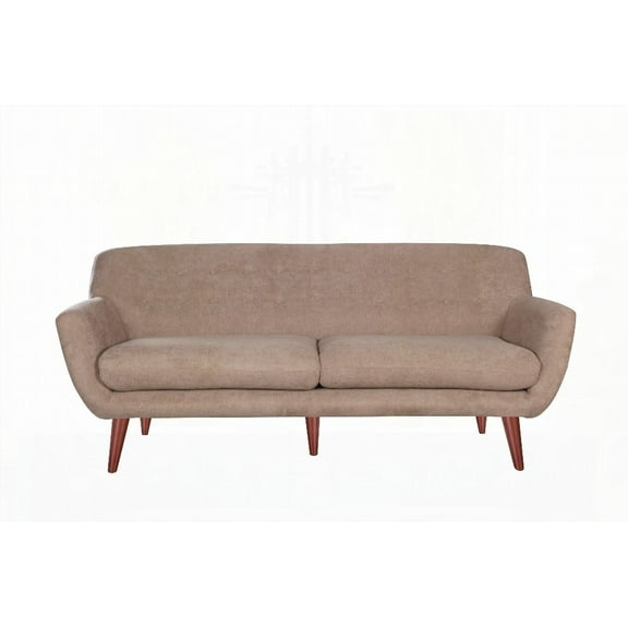 Modern Tan Leather Sofa with Solid Wood Frame - 220cm for Living Room
