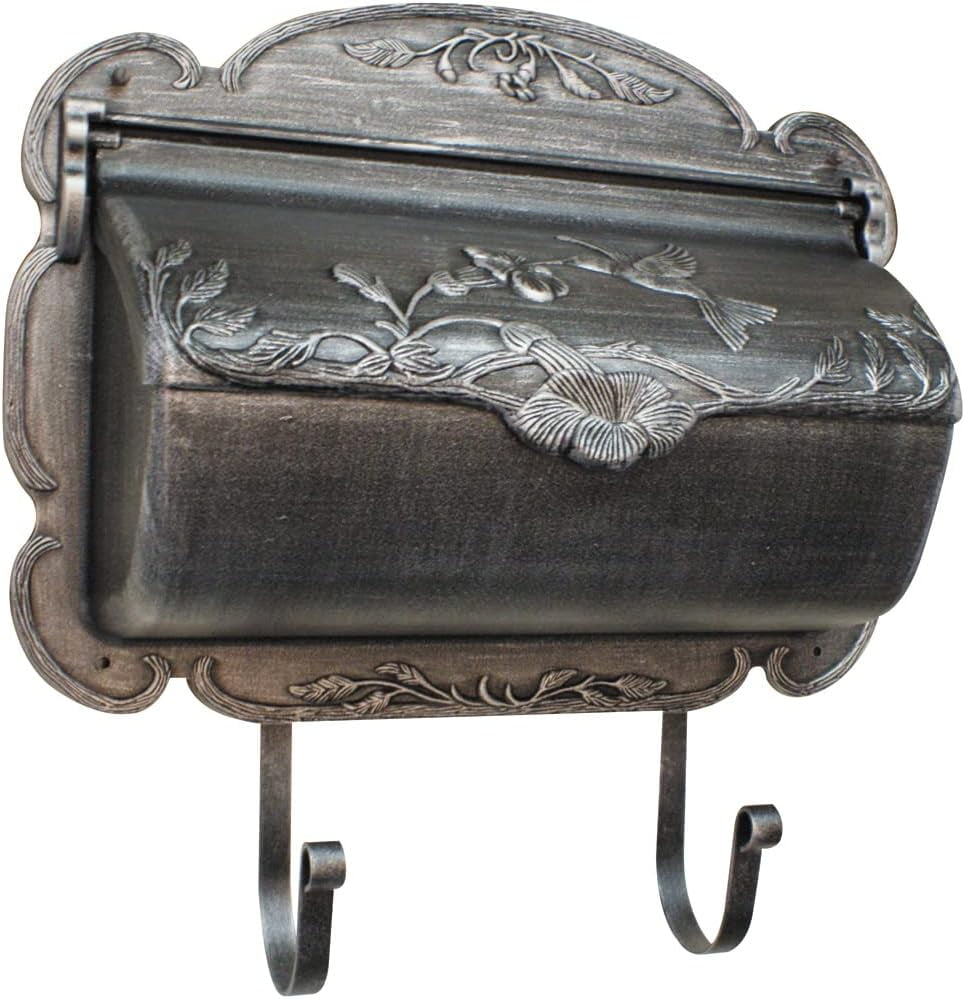 Hummingbird Horizontal Silver Wall-Mounted Mailbox