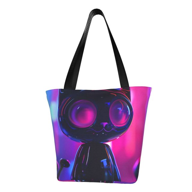 Easygdp Neon Toy Cat Reflections Bolso de Hombro para Mujer, Bolso Bandolera y Cartera de Mano Elegante para Uso Diario