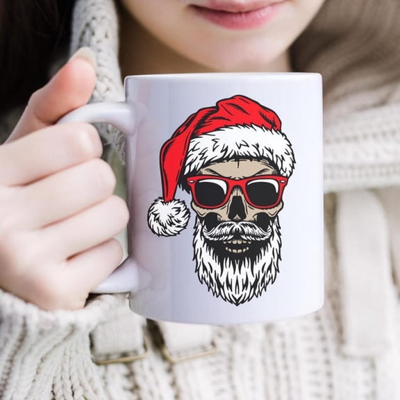 Santa Skull Mug CH1Ristmas Skeleton Coffee Cup