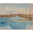 thumbnail image 2 of Ladislav Mednyánszky 18x15 Black Ornate Wood Framed Double Matted Museum Art Print Titled - Winter Landscape (1875-1885), 2 of 5