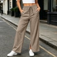 thumbnail image 4 of Gytharion Women's Straight Leg Sweatpants High Waist Side Slit Lounge Pants Elastic Waist Relaxed Fit Casual Pants with Pockets for Travel, 4 of 8