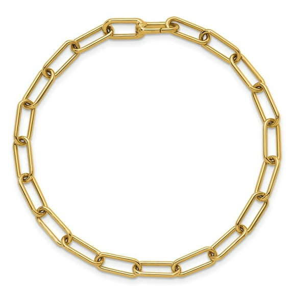 Auriga Fine Jewelry 14K Yellow Gold Polished 4.8mm Solid Paperclip Link 7.5 Inch Chain Bracelet for Women