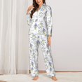 thumbnail image 2 of JUNZAN Lavender Flowers Print Womens Pajama Sets,Long Sleeve Button Down for Women Pjs 2 piece, 2 of 7