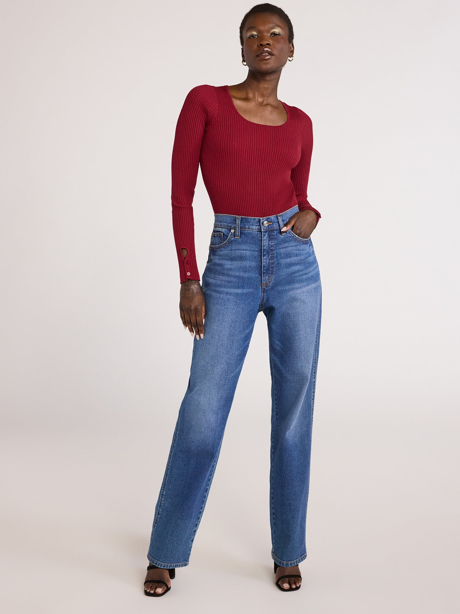 Scoop Women's Stovepipe High Rise Straight Leg Jeans, Sizes 0-20