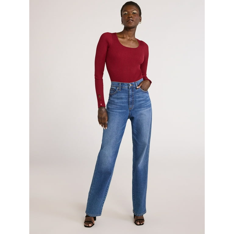 Scoop Women s Stovepipe High Rise Straight Leg Jeans Sizes 0 20 Walmart