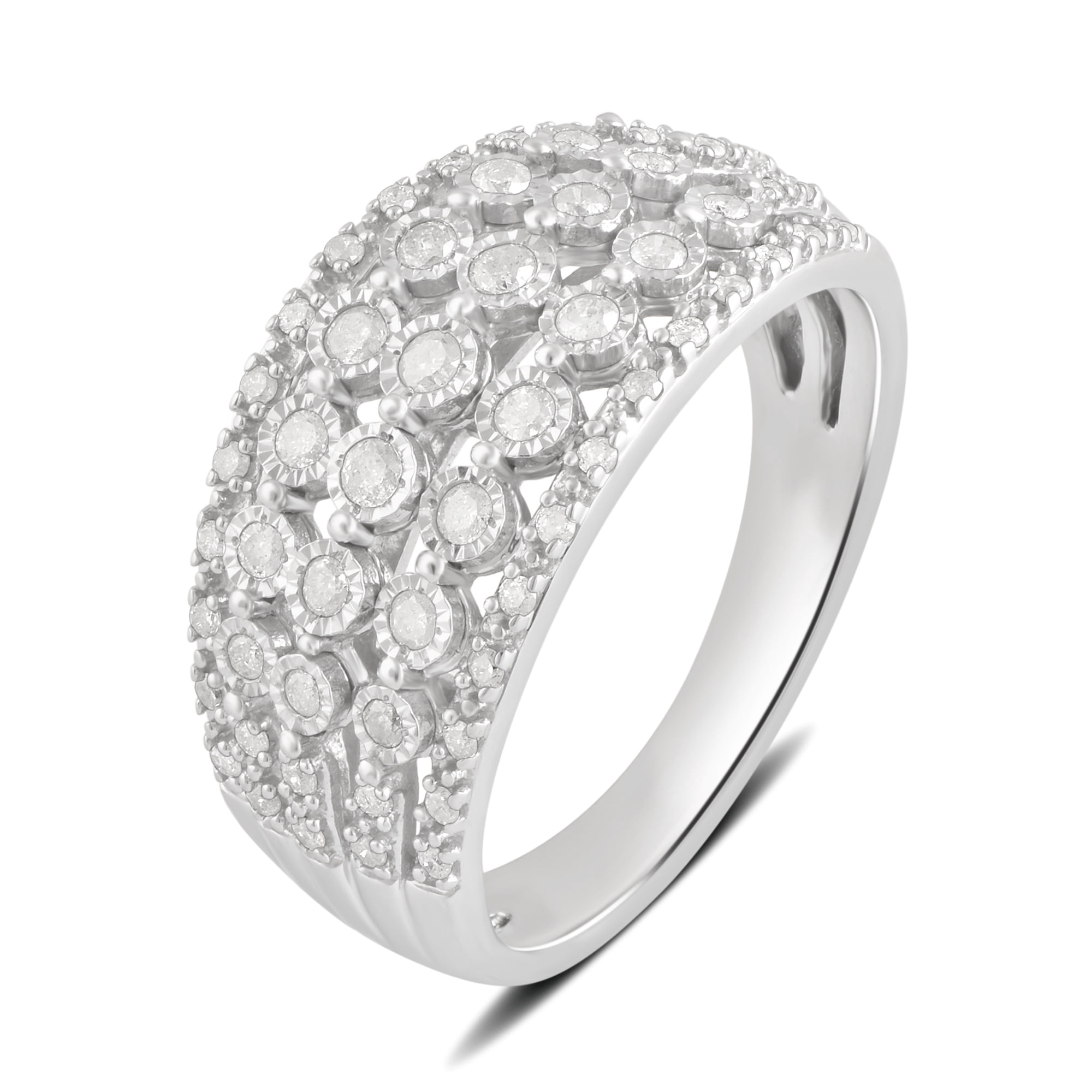 Arista 1/2 Carat T.W Diamond Illusion Broad Band Anniversary Ring in Sterling Silver (I-J, I2-I3)