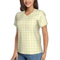 thumbnail image 2 of Fuzoiu Lemon Yellow Checkboard Print Women's Classic V-Neck T-Shirt, Short Sleeve V Neck Tees for Casual Everyday Wear,Casual Fit Tee,Summer Fashion Tops-3X-Large, 2 of 5