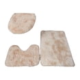 thumbnail image 3 of Juego de 3 alfombrillas de baño, tapa de inodoro, diseño elegante, juego de inodoro de tres piezas. marrón claro, 3 of 9