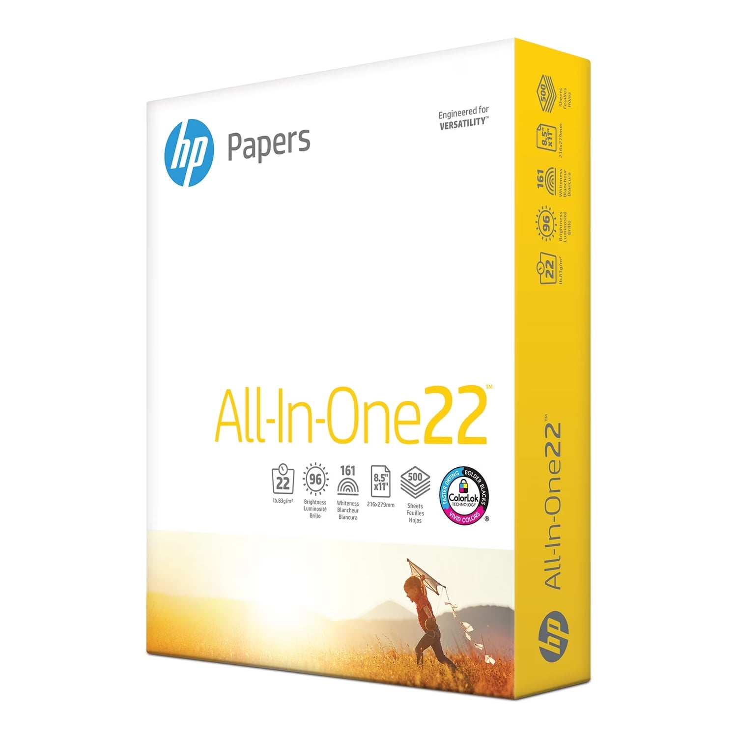 HP Printer Paper, All In One22, 8.5 x 11 Paper, 22lb, 96 Bright - 1 Ream / 500 Sheets (207010R)