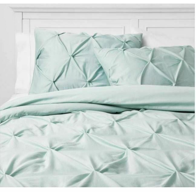 Threshold Pinched Pleat Duvet Set Mint 3 Pcs King Walmart Com