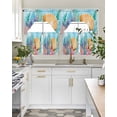 thumbnail image 4 of Summer Ocean Swag Curtains for Living Room/Bedroom Windows, Coastal Watercolor Shell Coral Kitchen Curtains and Valances Set 36 Inch Length, Light Filtering Swags Valance Curtain Panels, 4 of 5
