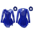 thumbnail image 1 of Yanarno Robe de Patinage Artistique à Sequins pour Filles, Robe de Danse Lyrique en Maille, Jupe de Gym, Justaucorps Bleu Royal 4, 1 of 7
