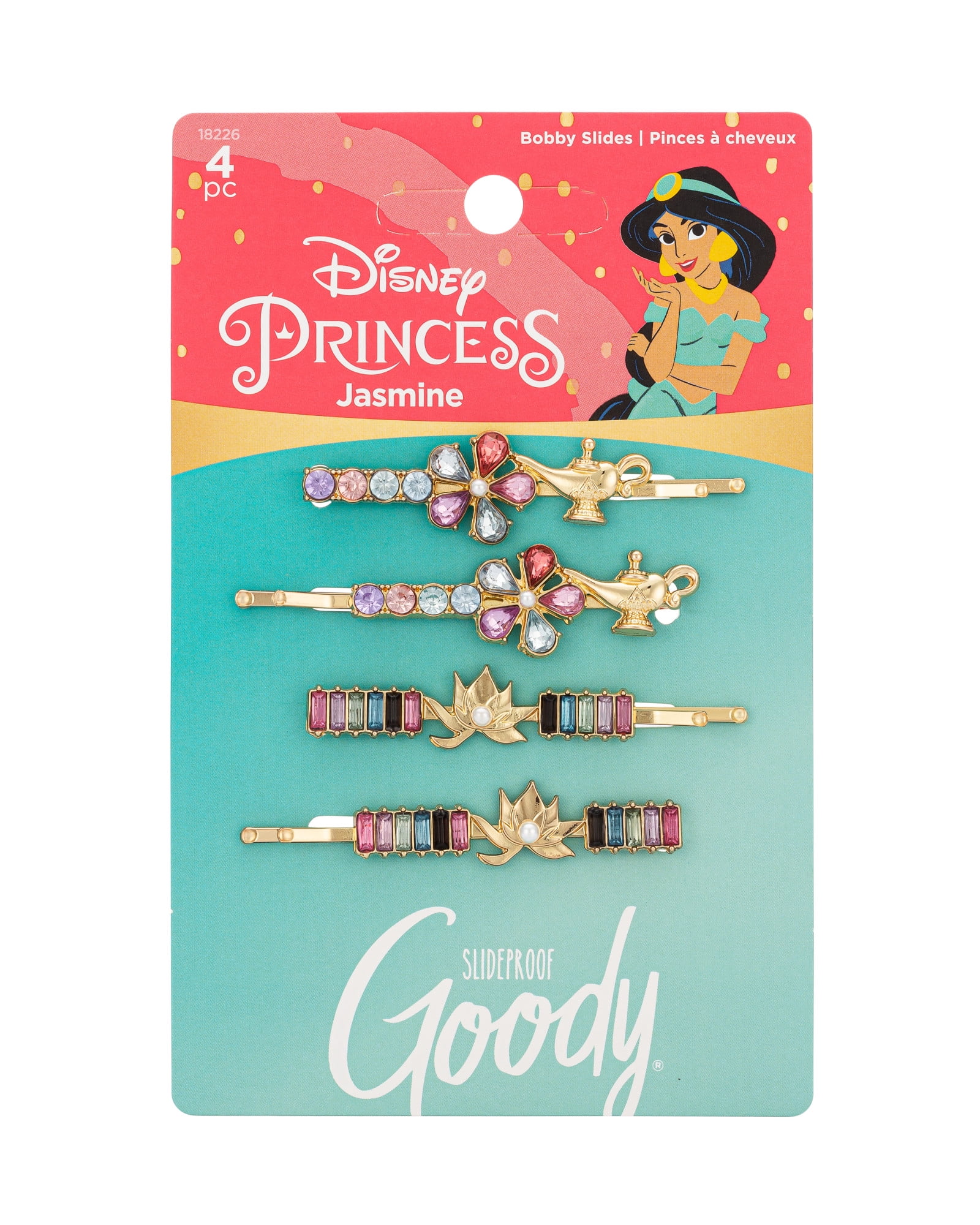 Goody Disney Jasmine Charmed Slideproof Bobby Slides, 4 Ct