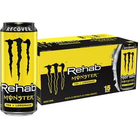 (((best by 3/2026)))Monster Energy Rehab Tea + Lemonade + Energy  Energy Iced Tea  Energy Drink 15.5 Ounce (Pack of 15)