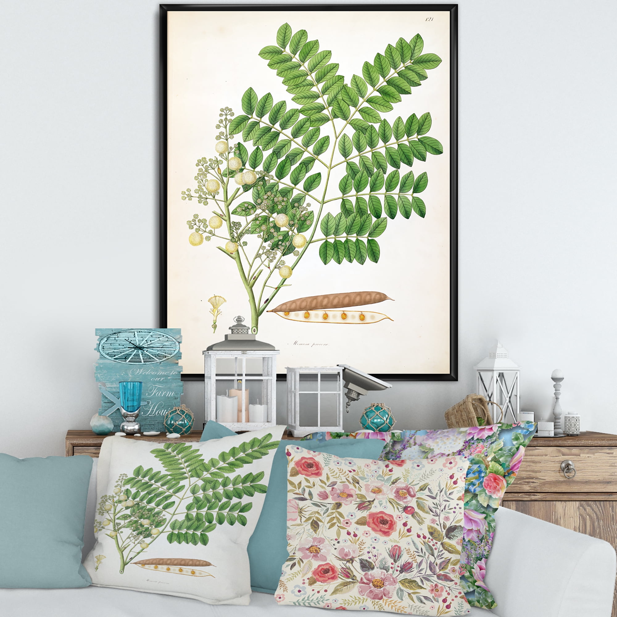 Designart 'Ancient Botanicals VII' Farmhouse Framed Canvas Wall Art Print