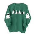 thumbnail image 2 of Hurxie Halloween Sweatshirts for Women Ghost Reading Books Sweater Cute Spooky Bookish Shirt Fall Pullover Tops Green,2XL, 2 of 6