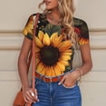 thumbnail image 6 of Vsdgher Sunflower Floral Butterfly Prinr Short Sleeve Body suit for Womens, Sexy Onesie One Piece Round Neck Bodysuit Shapewear Tummy Control-X-Large, 6 of 7