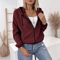 thumbnail image 4 of Windproof Workwear Utility Coat Fashion Women Solid Rain Jacket Outdoor Hooded Windproof With Pocket Coat Wine M, 4 of 8